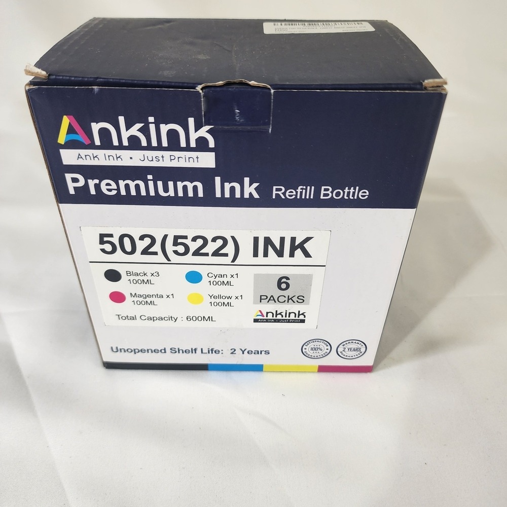 Ankink 502 (522) INK Refill Bottle 6 Packs Exp 09/2027